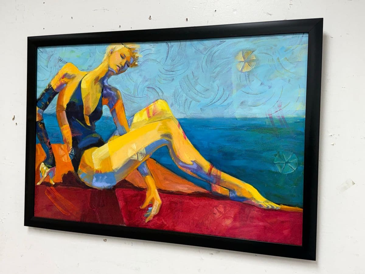 "Bathing Beauty" Oil Painting, Framed - Thumbnail 3