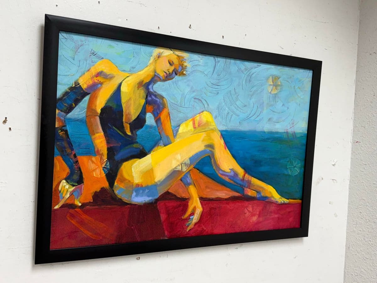 "Bathing Beauty" Oil Painting, Framed - Thumbnail 4