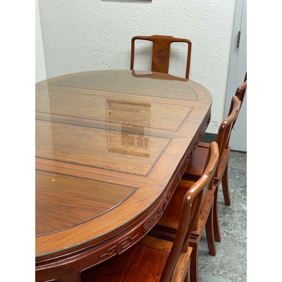 Chinese Rosewood Extension Rosewood Table + Dining Chairs Set, Circa 1970's - Thumbnail 5