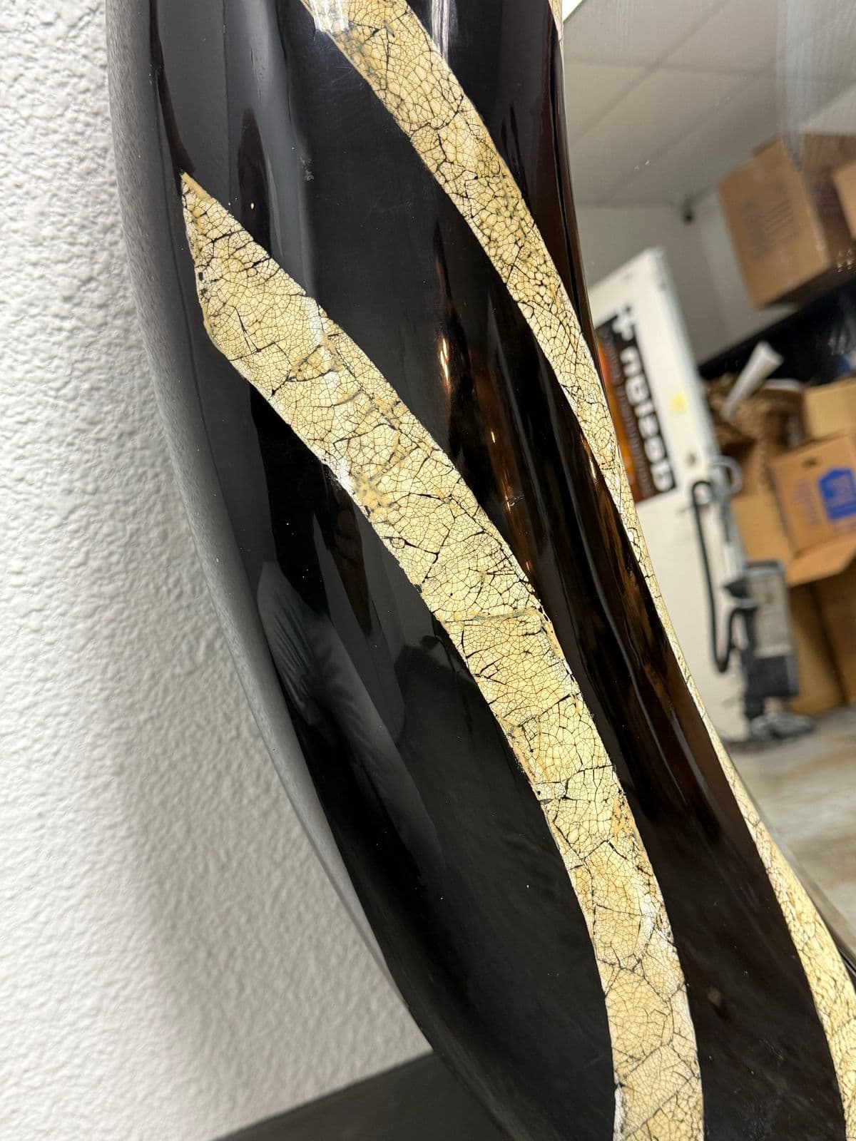 Monumental Africa Collection Eggshell Inlay Wood + Lacquer Wall Mirror, Circa 1970s - Thumbnail 10