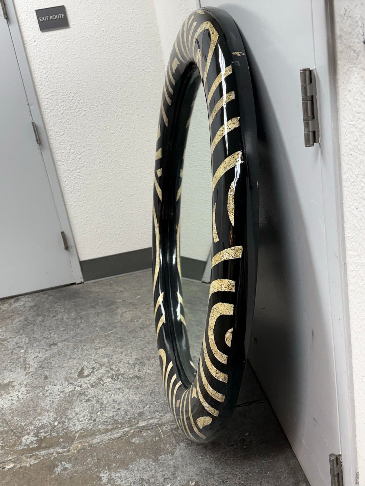 Monumental Africa Collection Eggshell Inlay Wood + Lacquer Wall Mirror, Circa 1970s - Thumbnail 5