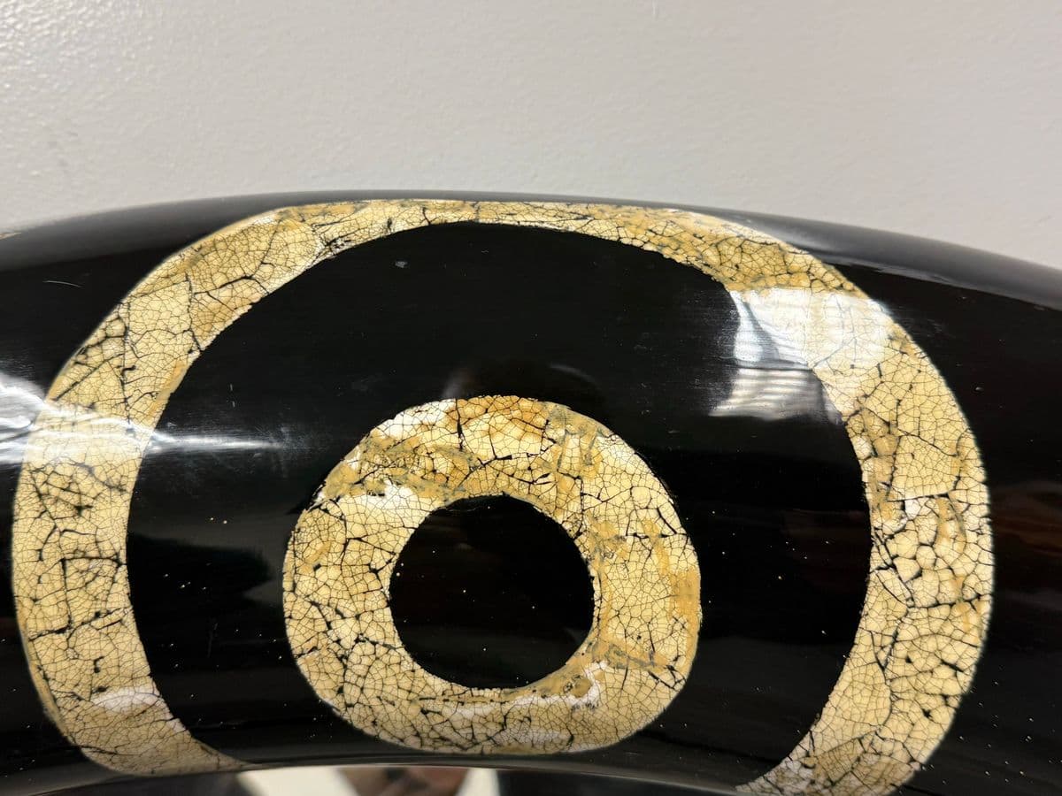 Monumental Africa Collection Eggshell Inlay Wood + Lacquer Wall Mirror, Circa 1970s - Thumbnail 13