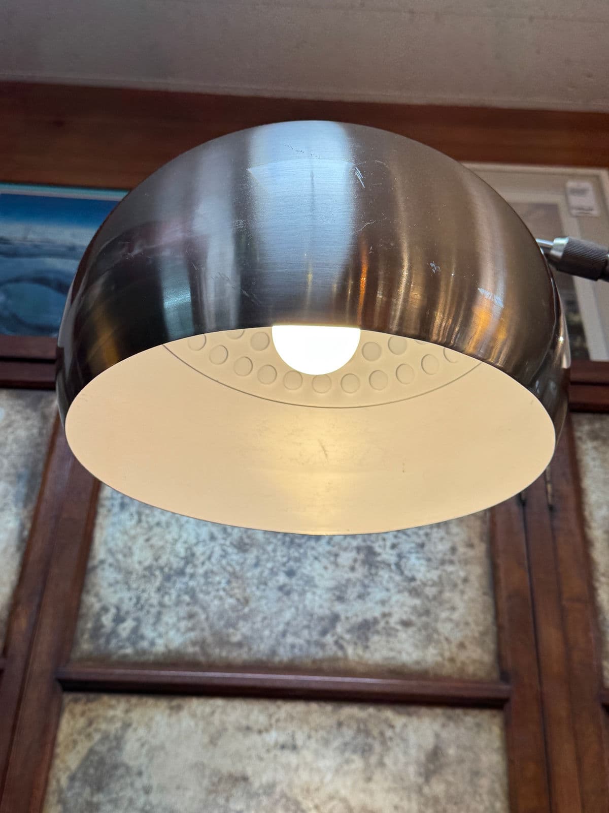 Arching Chrome Floor Lamp With Marble Base - Thumbnail 8