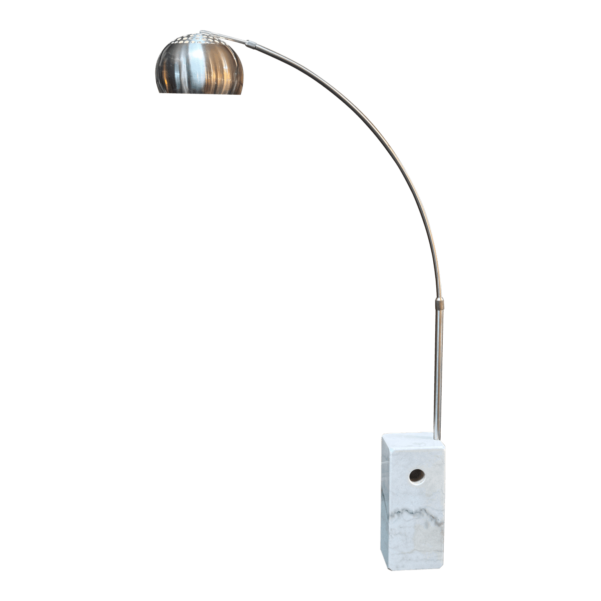 Arching Chrome Floor Lamp With Marble Base - Thumbnail 2