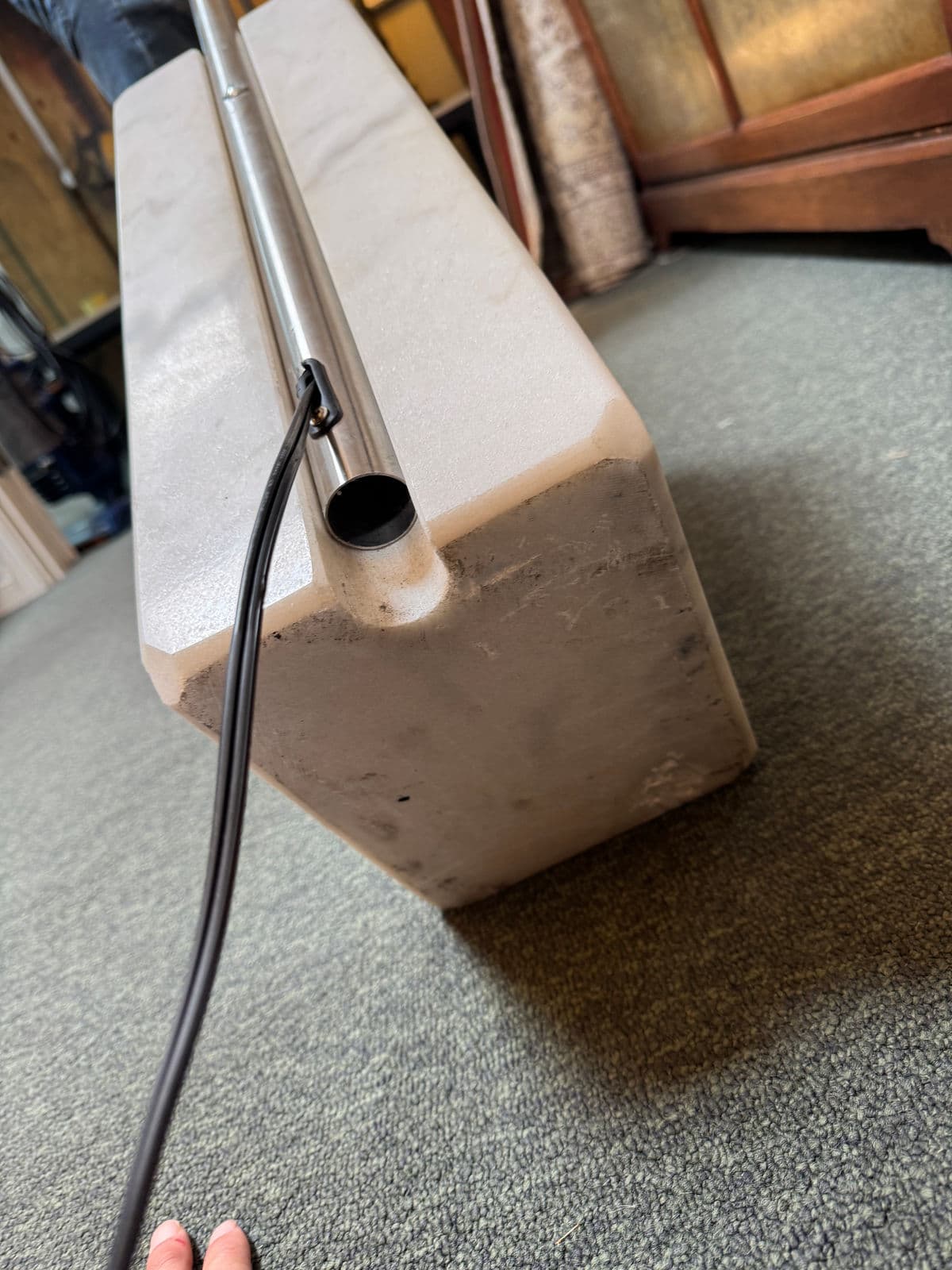 Arching Chrome Floor Lamp With Marble Base - Thumbnail 6