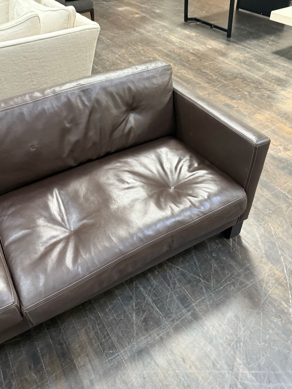 Contemporary Leather Sectional + Left Chaise, Dark Brown - Thumbnail 6