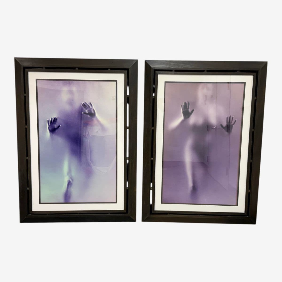 Contemporary Male + Female Blurred Figural Prints, Framed, Pair - Image 1