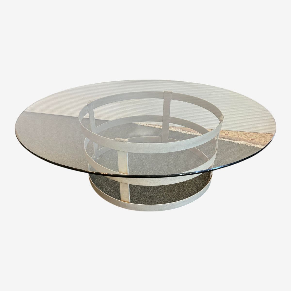 Steel Drum Pedestal Coffee Table - Image 1