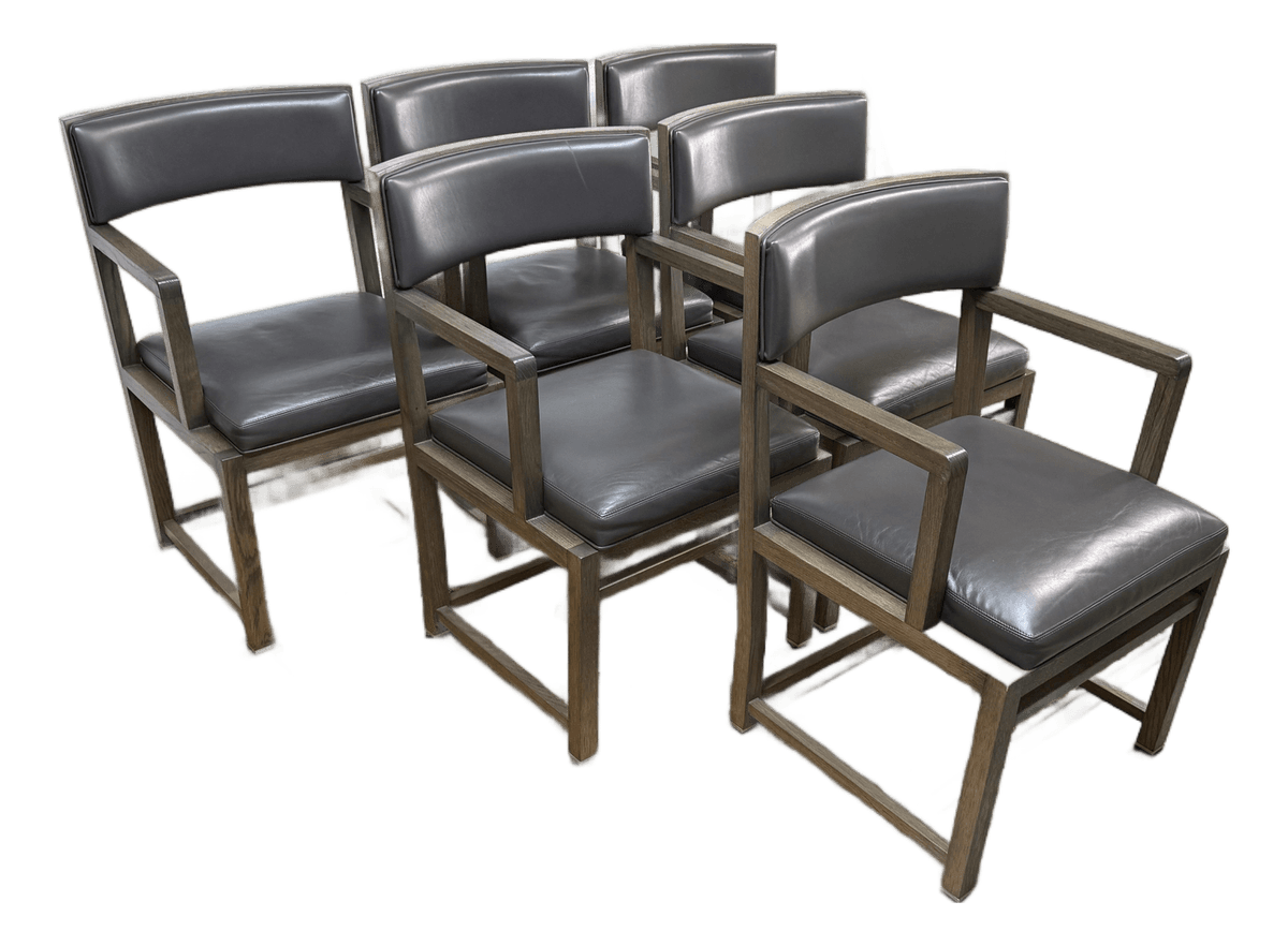 Antonio Citterio for Maxalto + B&b Italia Simplice Leather Arm Chairs, Set of Six - Thumbnail 2