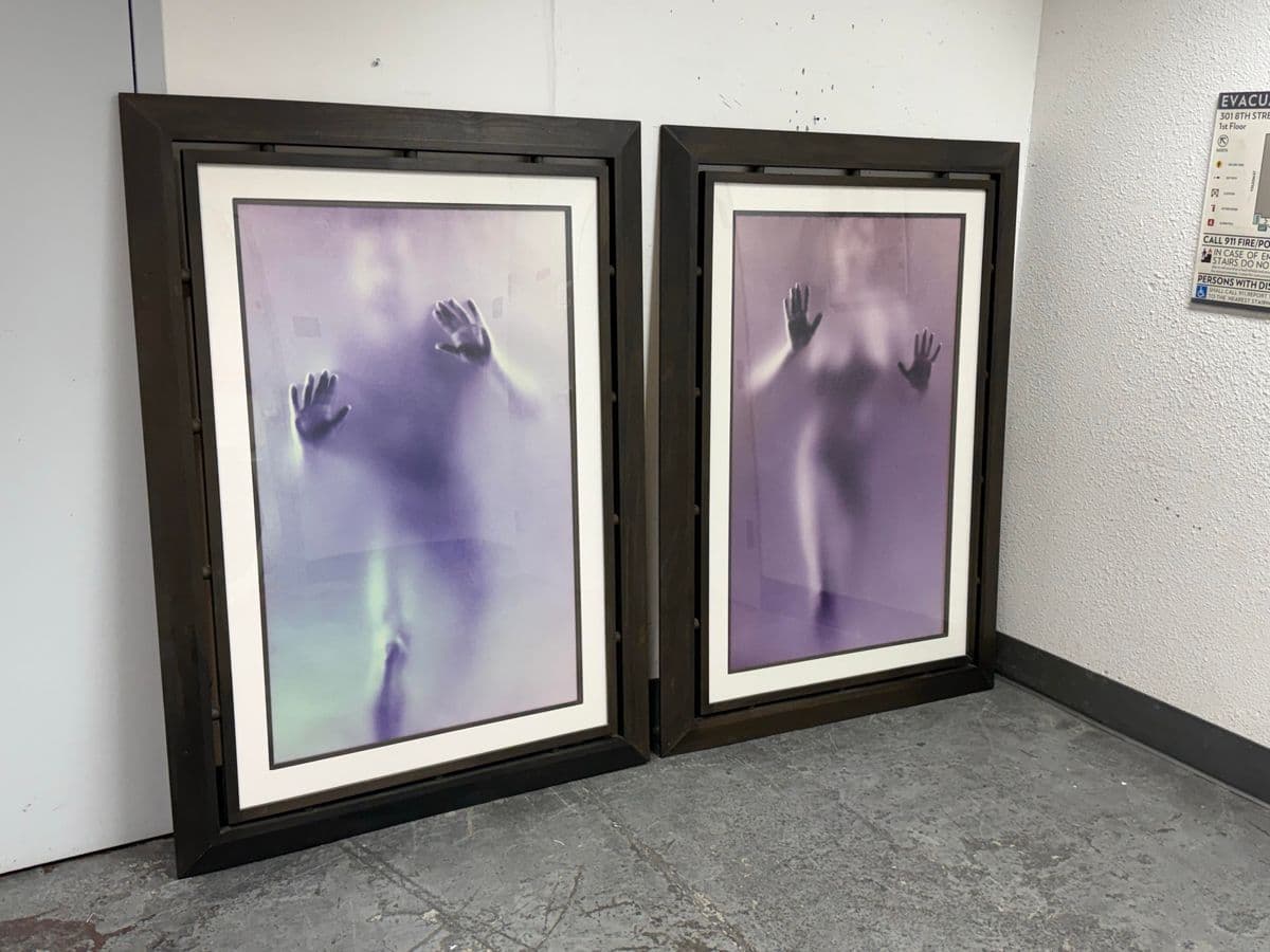 Contemporary Male + Female Blurred Figural Prints, Framed, Pair - Thumbnail 5