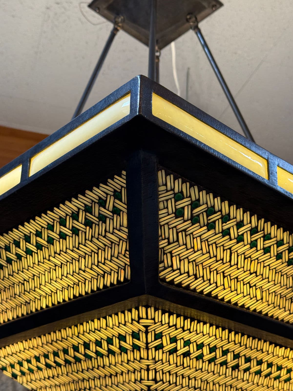 Hilliard Lamps Art Mosaic Glass With Bronze Pyramid Chandelier - Thumbnail 9