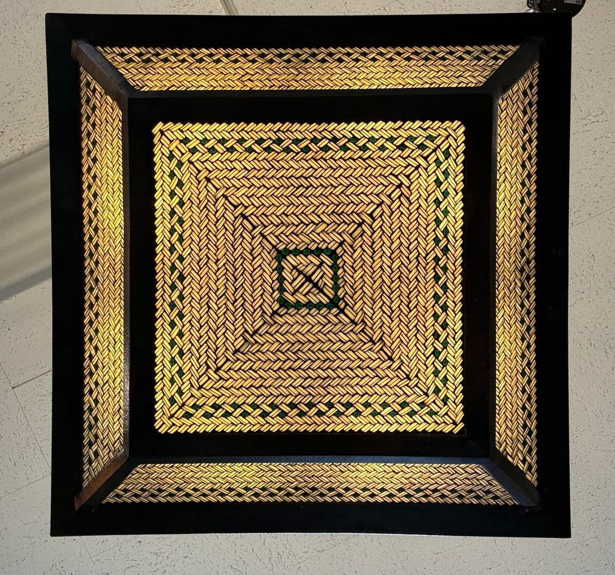 Hilliard Lamps Art Mosaic Glass With Bronze Pyramid Chandelier - Thumbnail 5