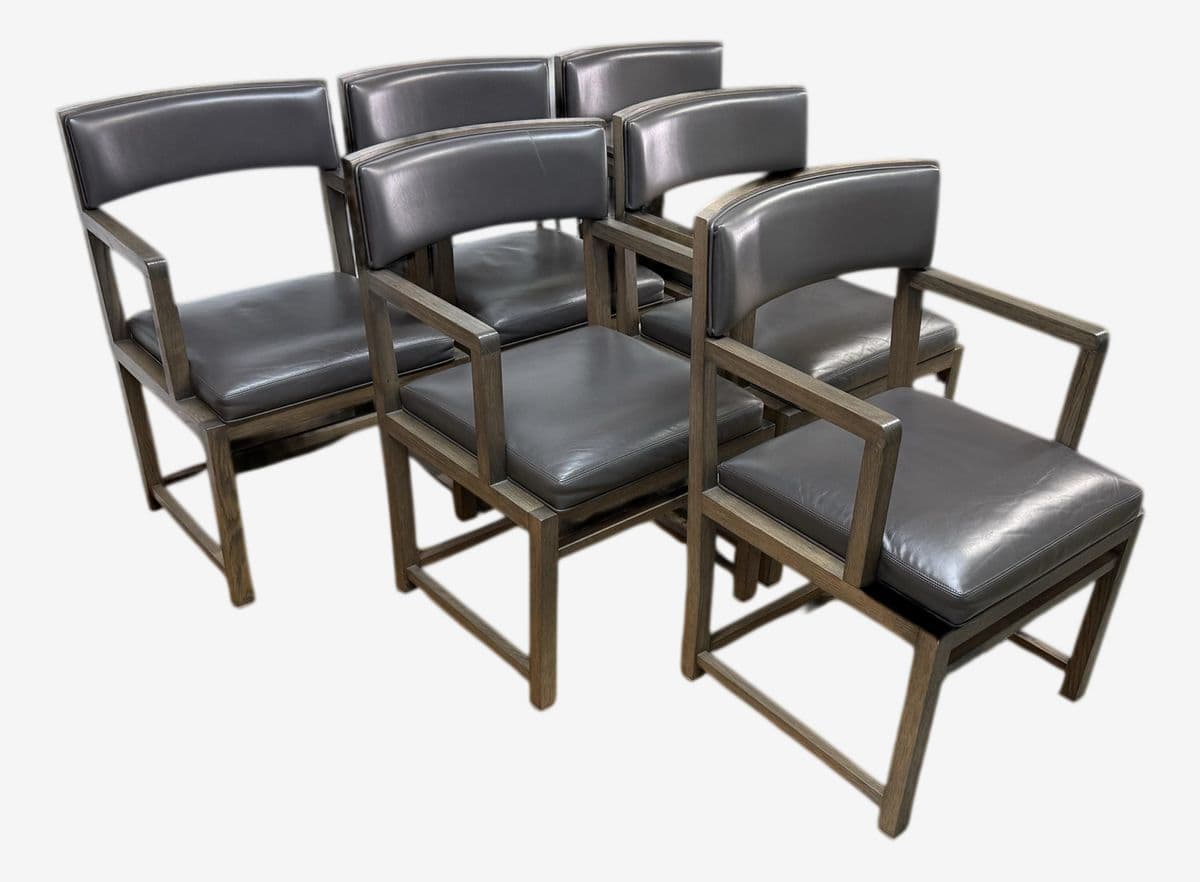 Antonio Citterio for Maxalto + B&b Italia Simplice Leather Arm Chairs, Set of Six - Image 1