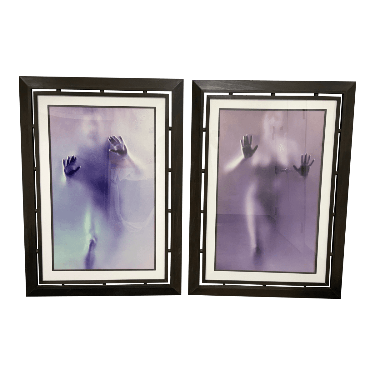 Contemporary Male + Female Blurred Figural Prints, Framed, Pair - Thumbnail 2