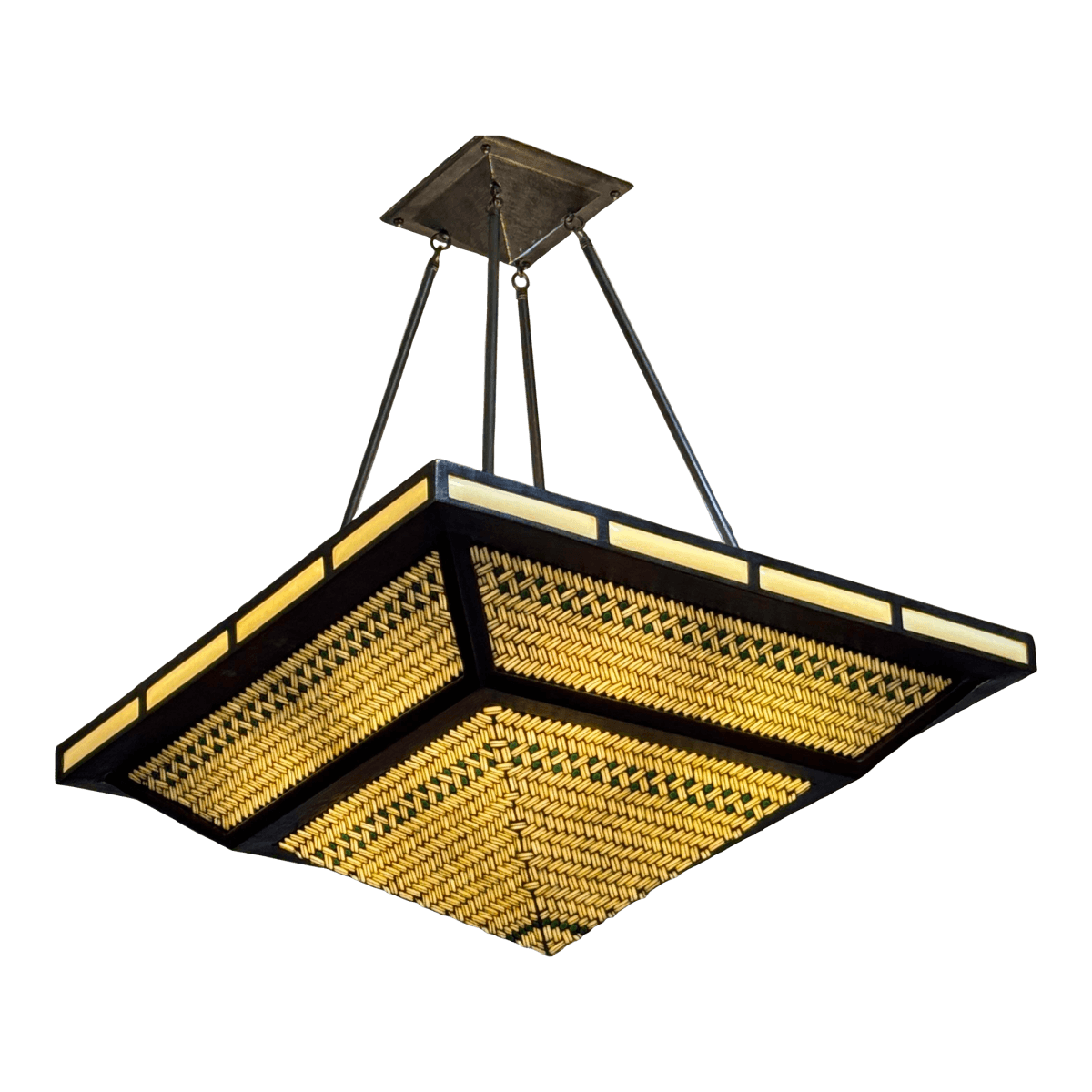 Hilliard Lamps Art Mosaic Glass With Bronze Pyramid Chandelier - Thumbnail 2