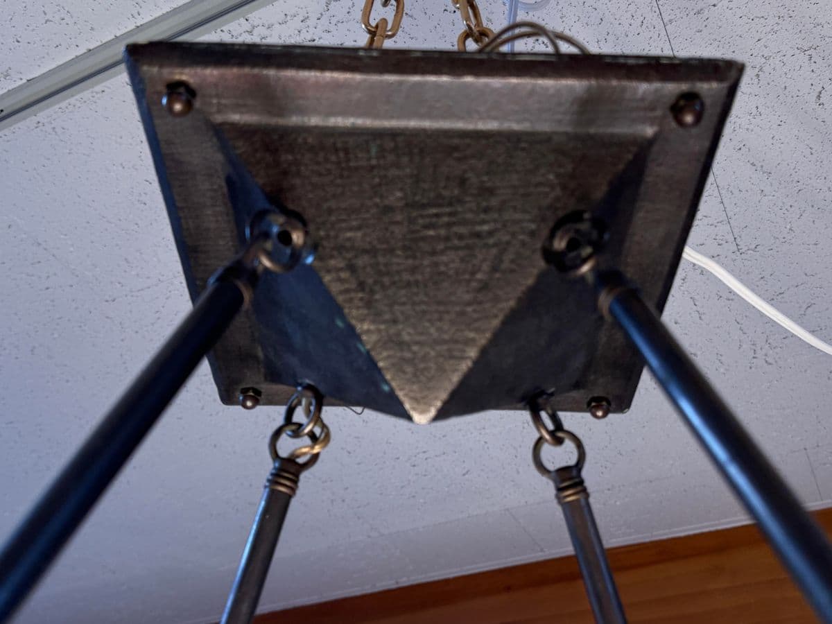 Hilliard Lamps Art Mosaic Glass With Bronze Pyramid Chandelier - Thumbnail 11