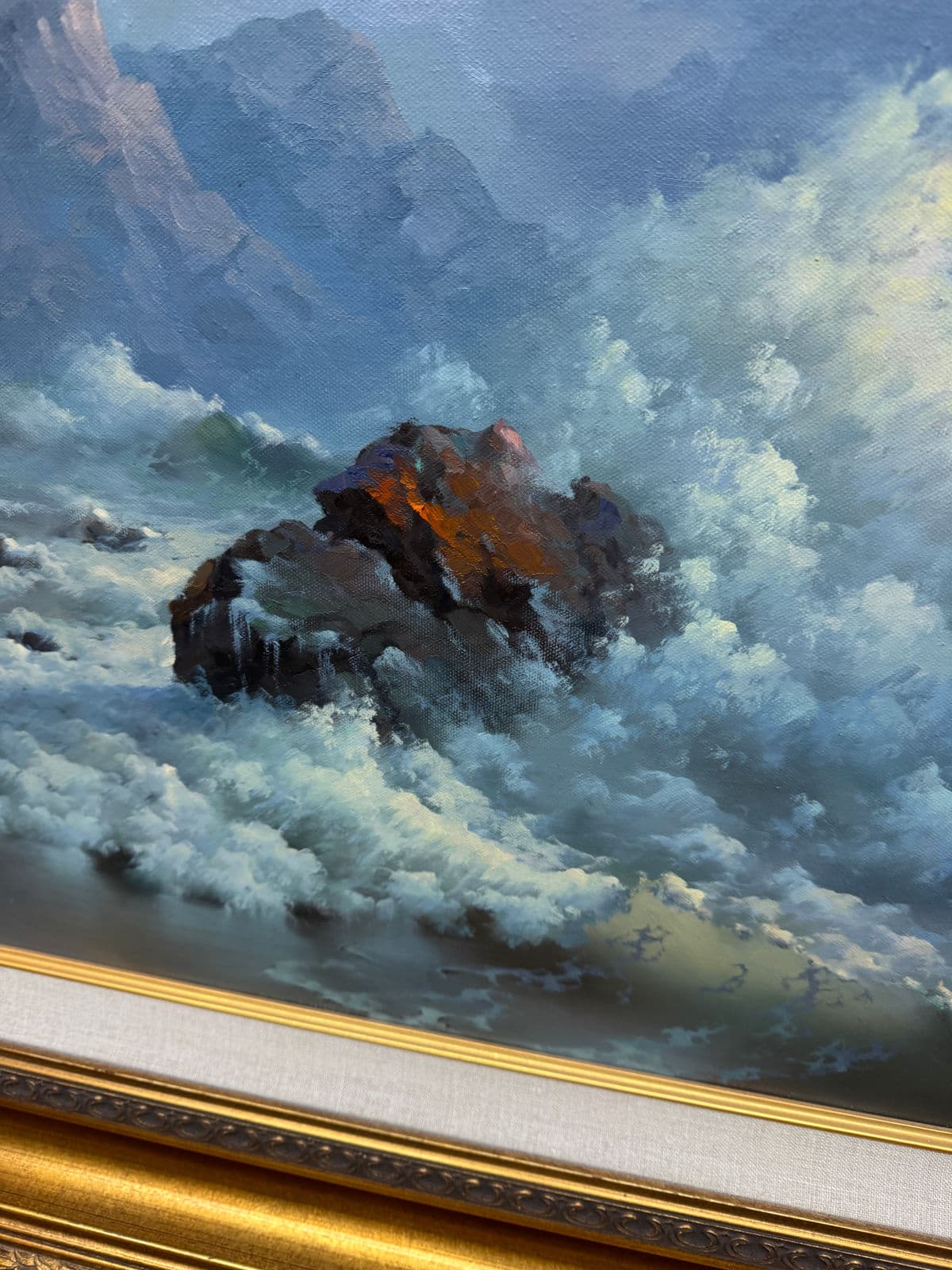 Wendell Brown's 'Surf's Up' Oil Painting, Framed - Thumbnail 8