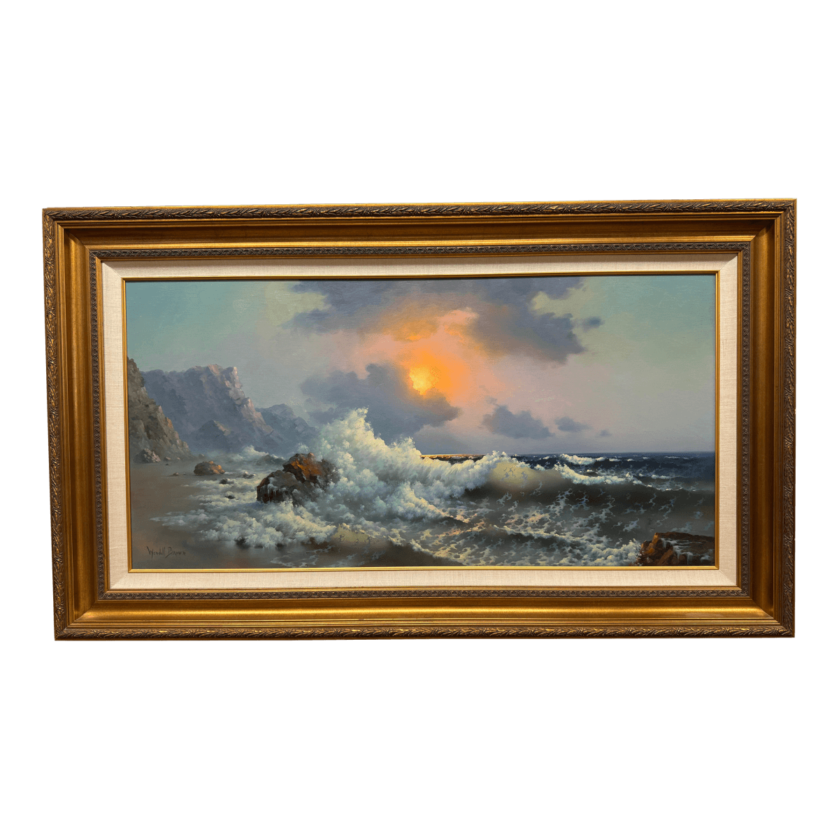 Wendell Brown's 'Surf's Up' Oil Painting, Framed - Thumbnail 2