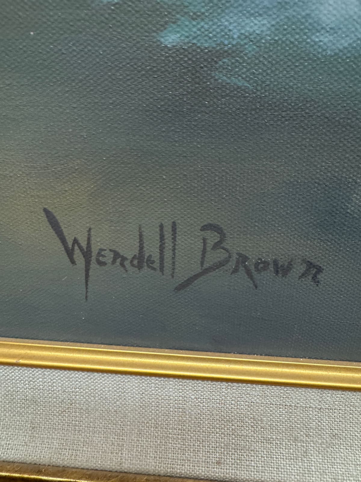 Wendell Brown's 'Surf's Up' Oil Painting, Framed - Thumbnail 5