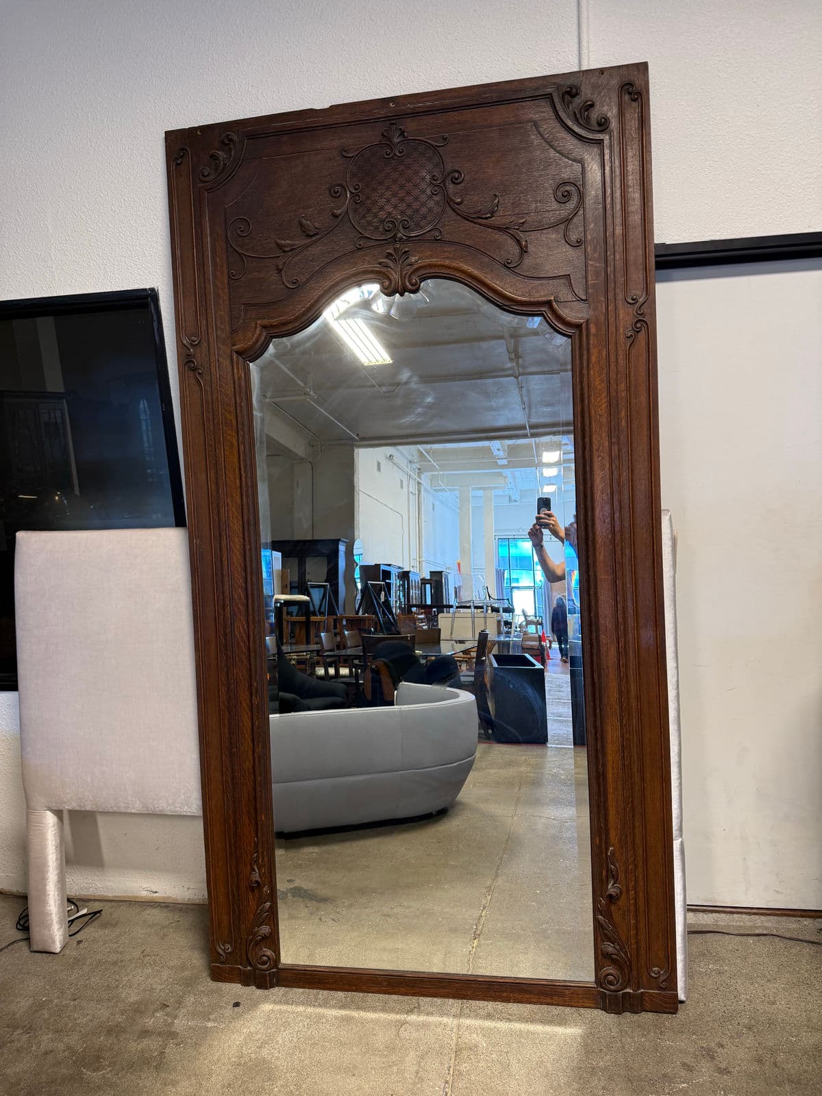 Antique French Trumeau Wall Tall Mirror, 19th Century. - Thumbnail 3