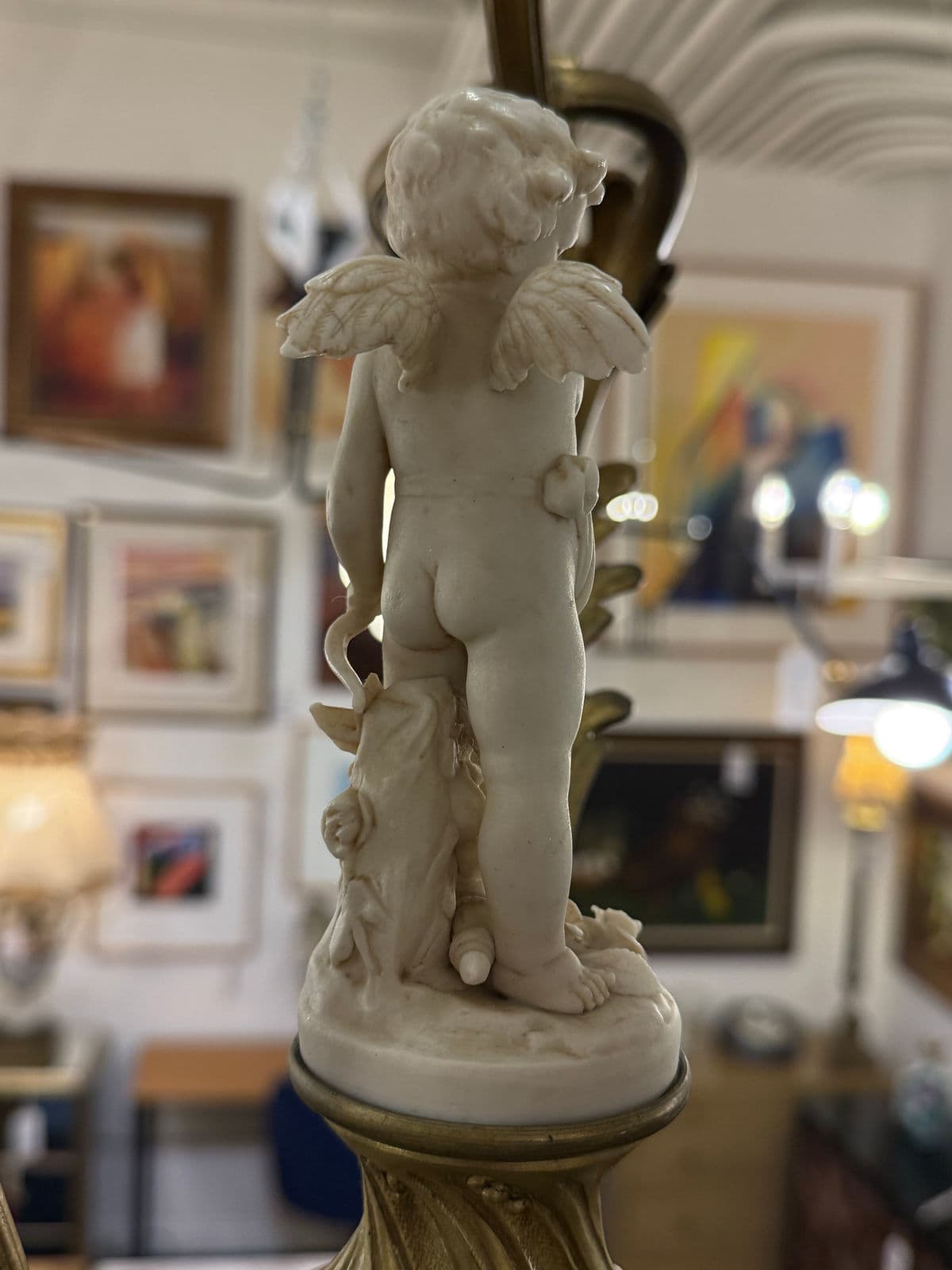 Art Nouveau Four Light Cherub Chandelier, Early 20th Century - Thumbnail 6