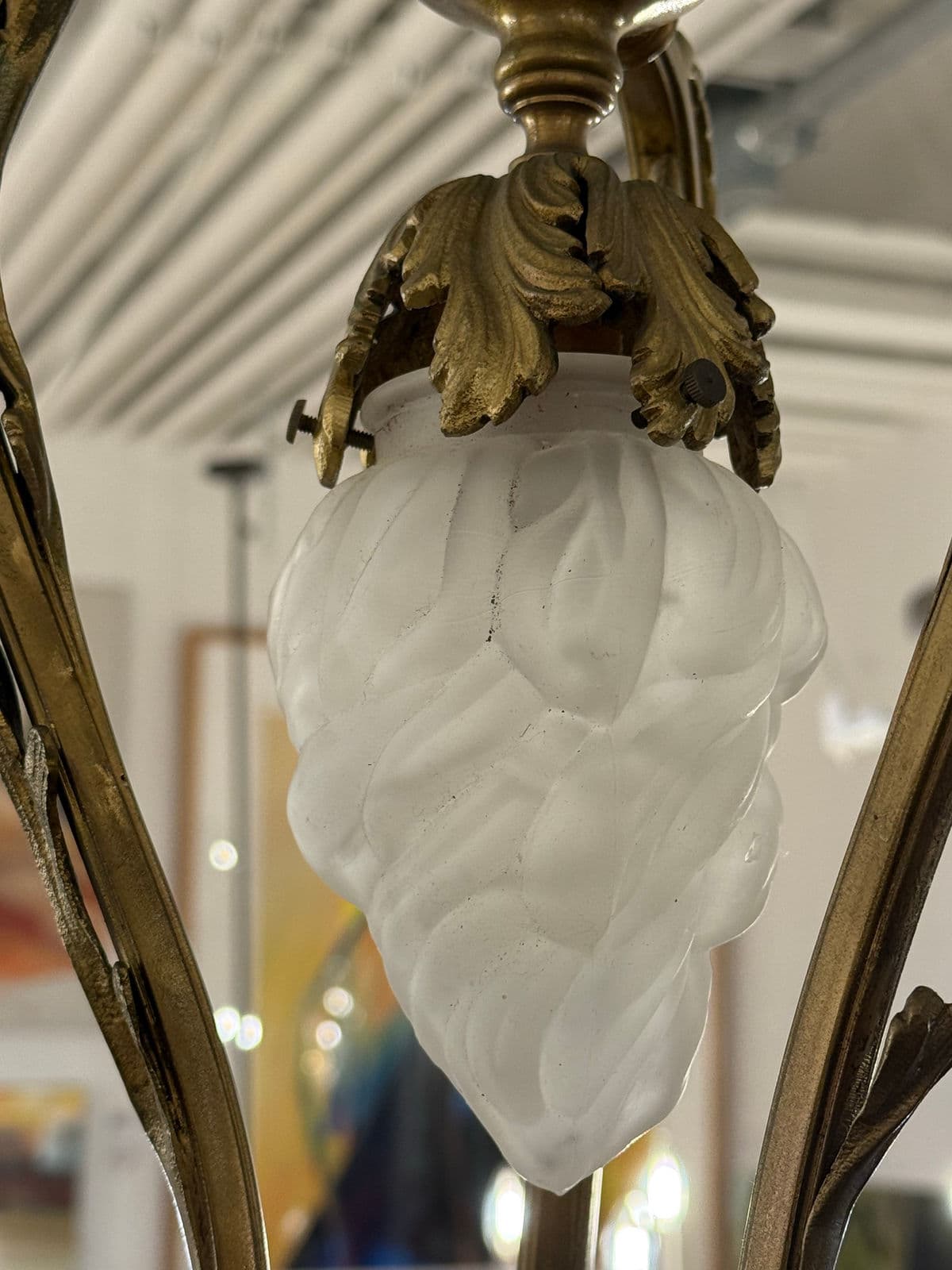 Art Nouveau Four Light Cherub Chandelier, Early 20th Century - Thumbnail 7