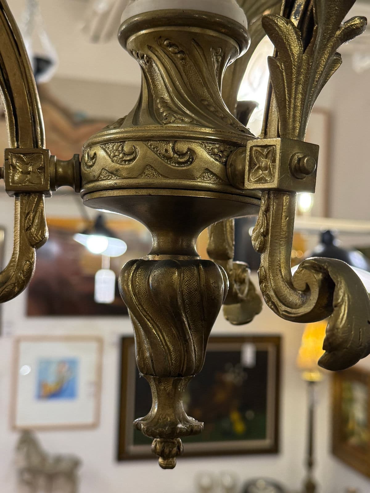 Art Nouveau Four Light Cherub Chandelier, Early 20th Century - Thumbnail 11