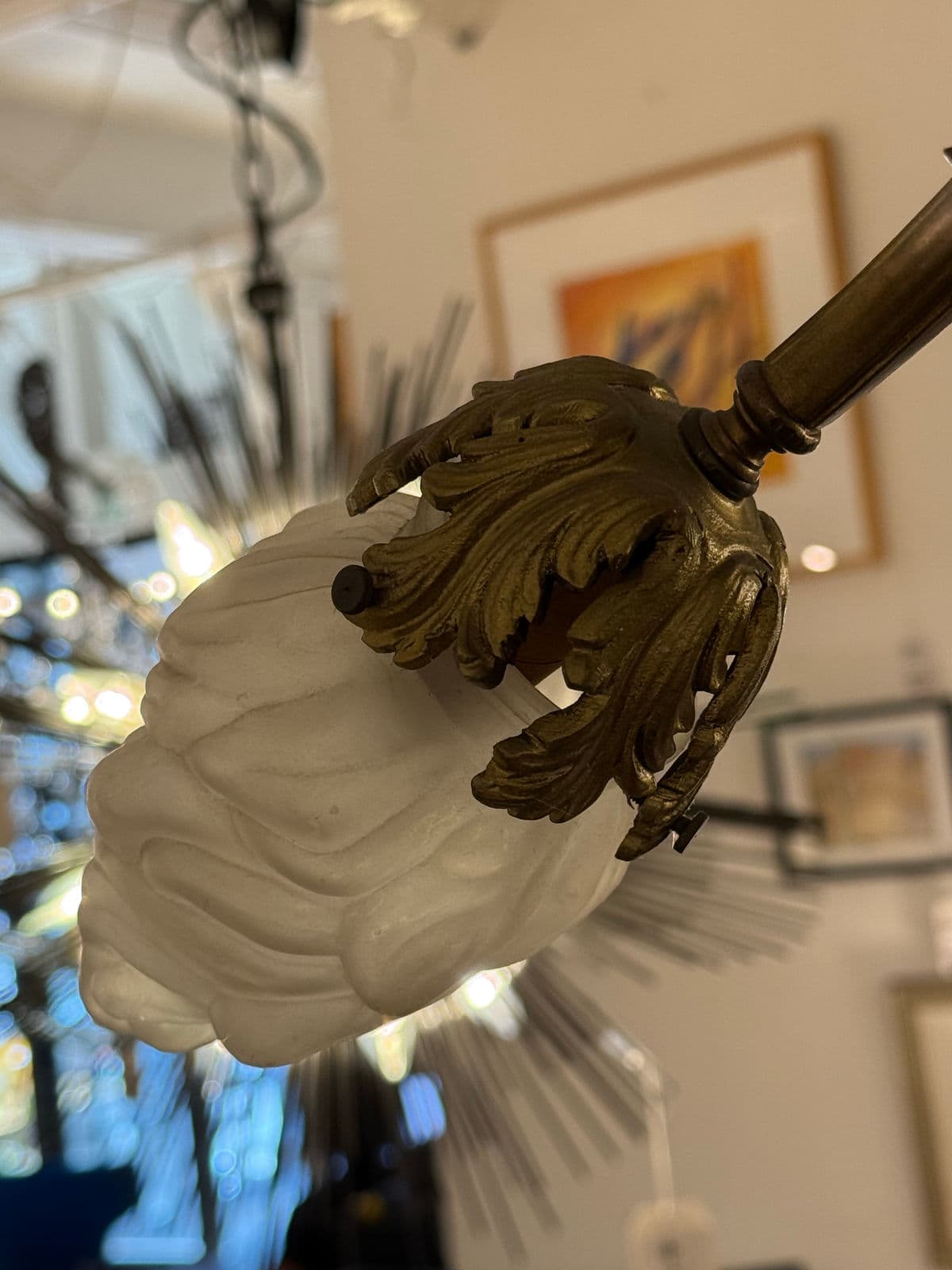 Art Nouveau Four Light Cherub Chandelier, Early 20th Century - Thumbnail 8