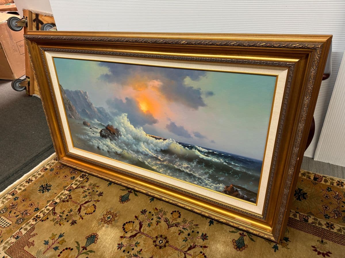 Wendell Brown's 'Surf's Up' Oil Painting, Framed - Thumbnail 4