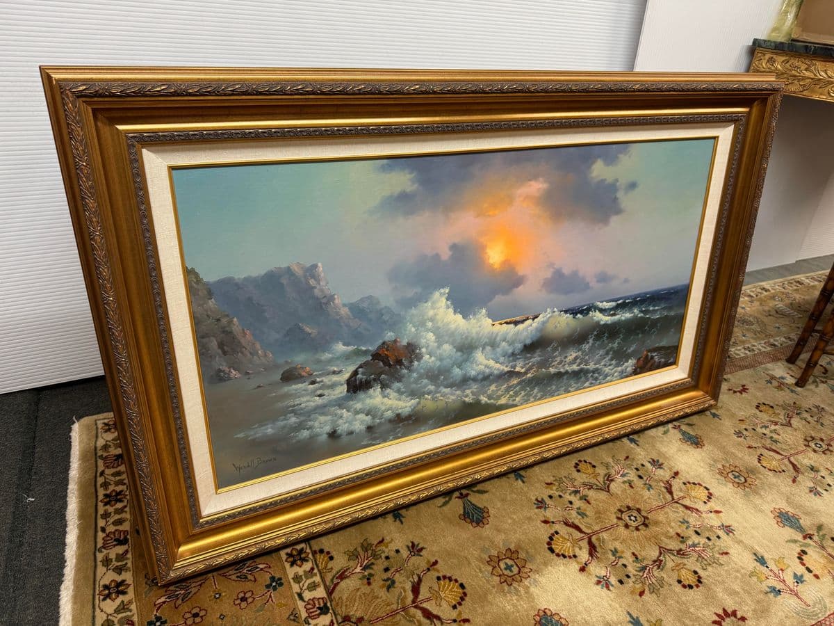 Wendell Brown's 'Surf's Up' Oil Painting, Framed - Thumbnail 3