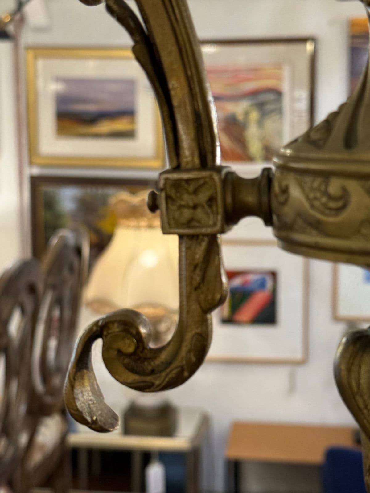 Art Nouveau Four Light Cherub Chandelier, Early 20th Century - Thumbnail 9