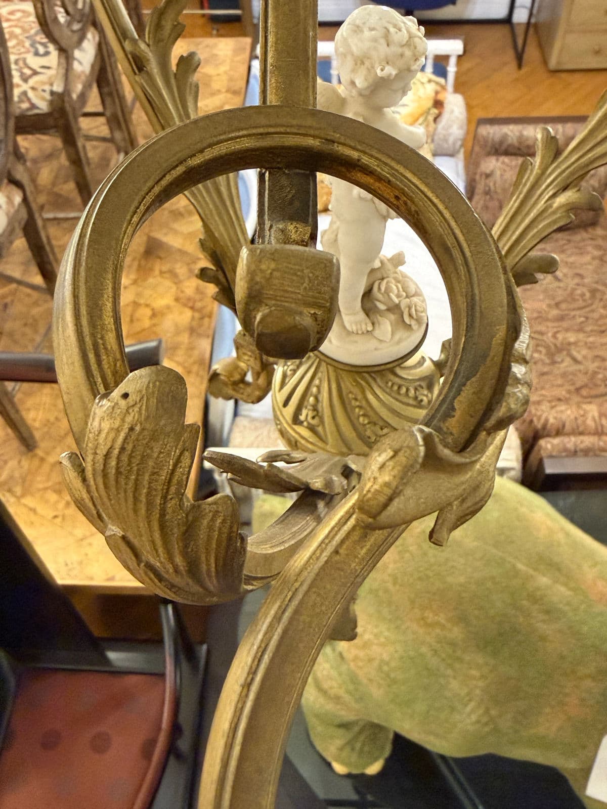 Art Nouveau Four Light Cherub Chandelier, Early 20th Century - Thumbnail 10