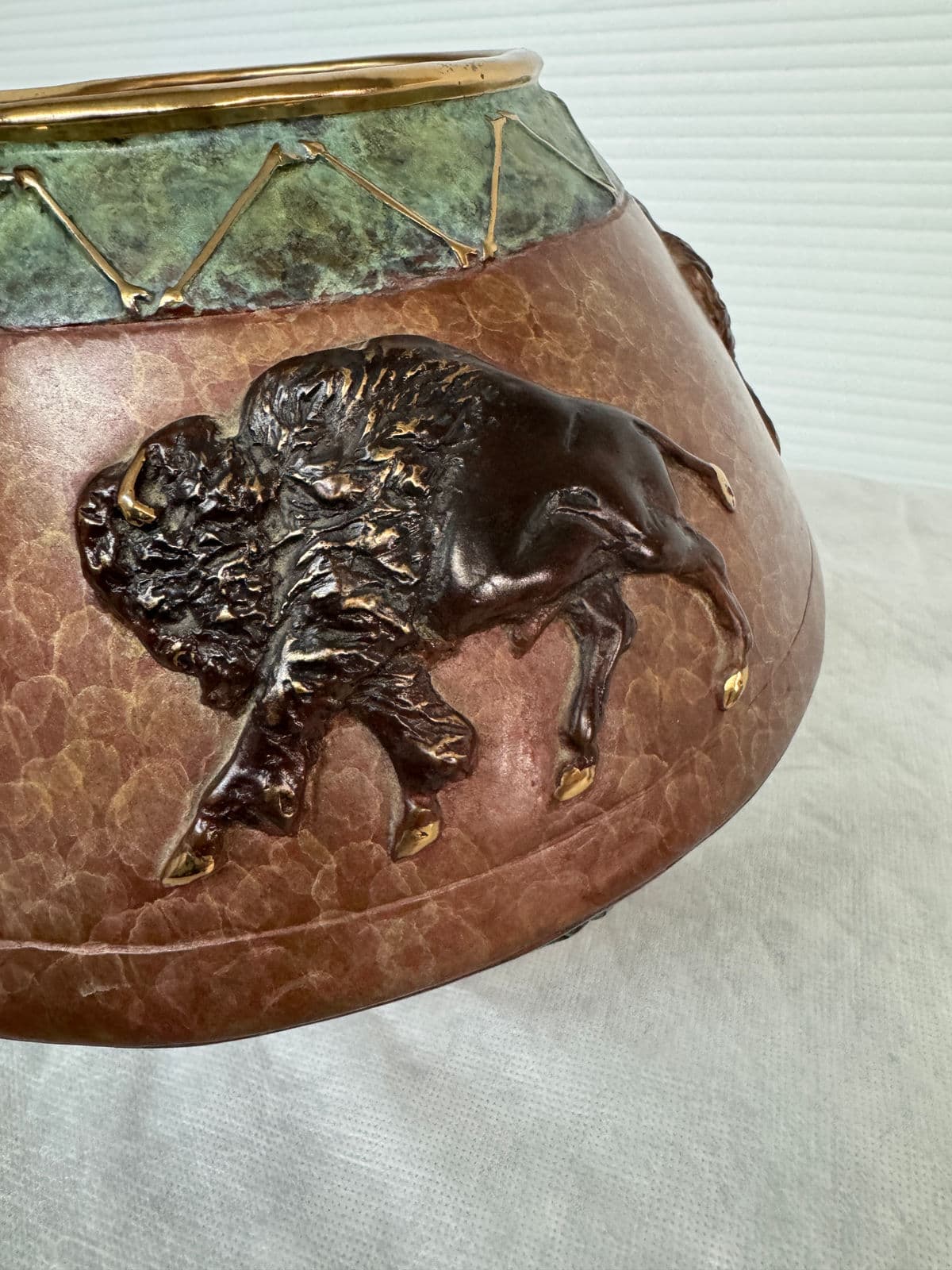 R. Morales Running Buffalo Vase, Signed - Thumbnail 7