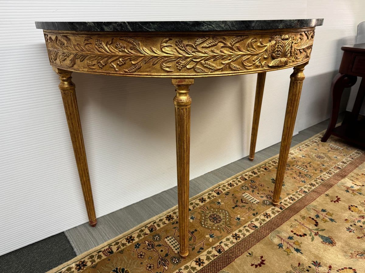 Burton Ching Giltwood Console Table With Marble Top - Thumbnail 4