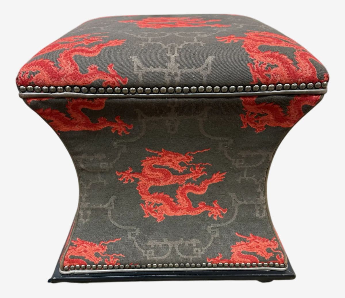 Luxury Chinoiserie Dragon Print Ottoman - Image 1