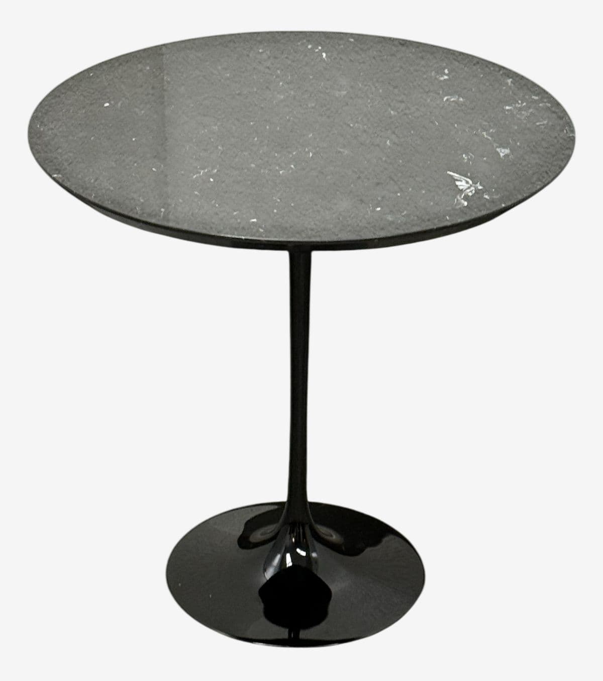 Eero Saarinen Style Round Stone Top Tulip Side Table - Image 1