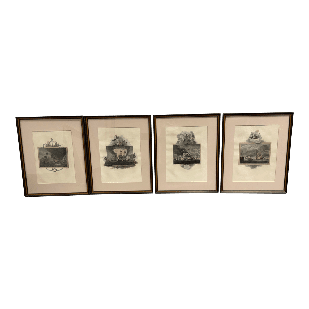 Maritime Battle Engravings, Framed, Set of Four - Thumbnail 2