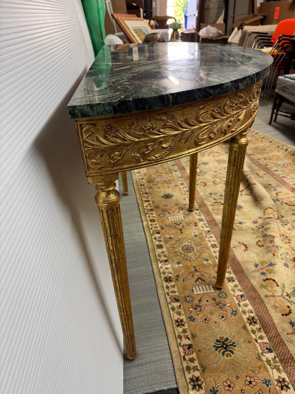 Burton Ching Giltwood Console Table With Marble Top - Thumbnail 10