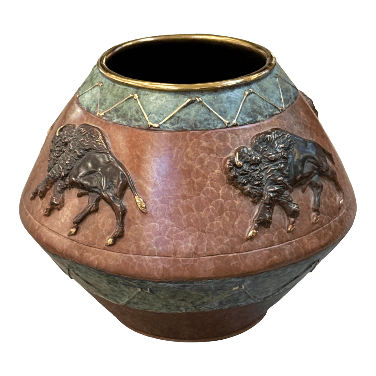 R. Morales Running Buffalo Vase, Signed - Thumbnail 2