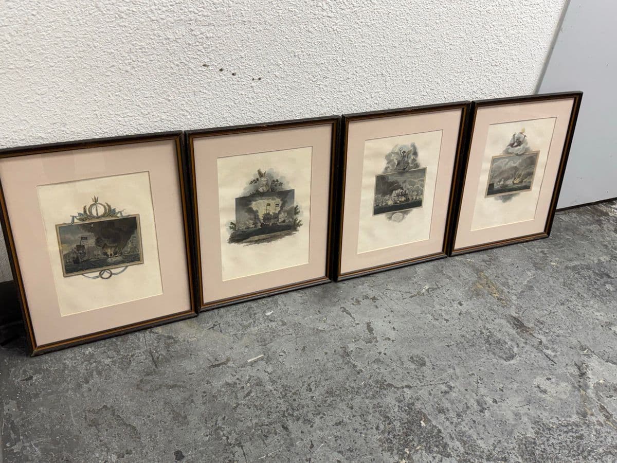 Maritime Battle Engravings, Framed, Set of Four - Thumbnail 5