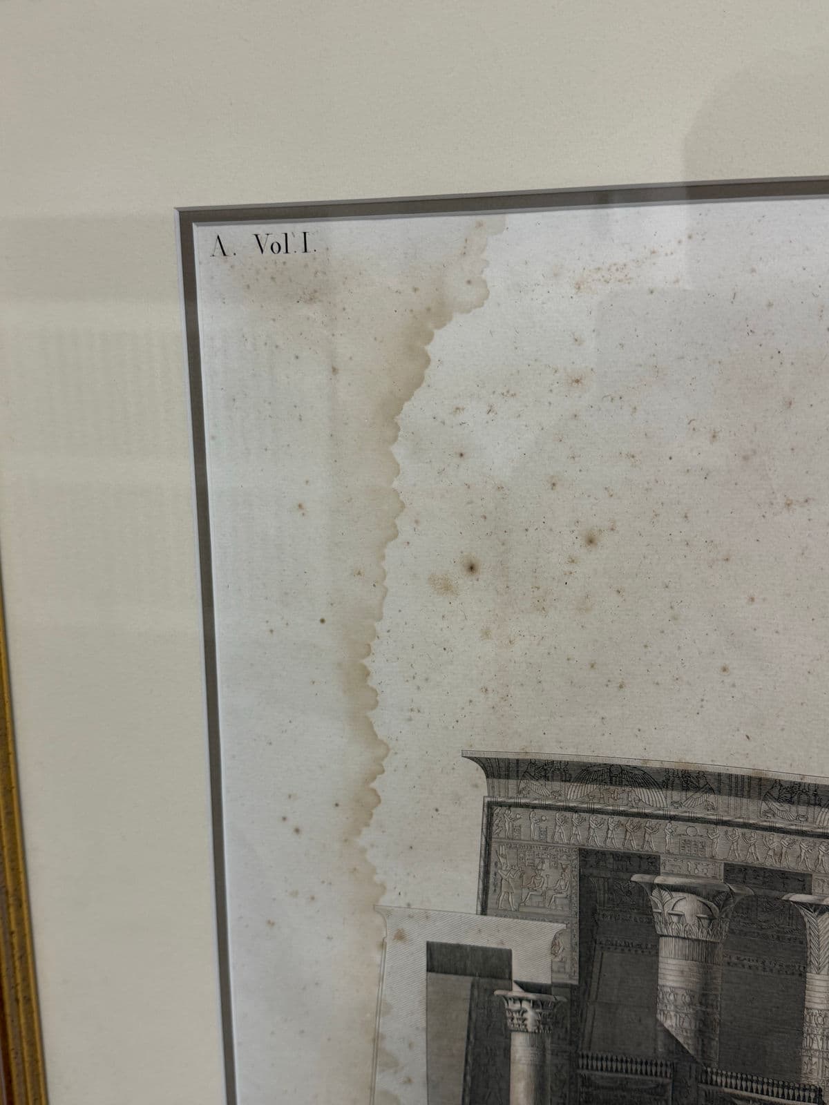 Architectural Print “Edfou (Apollinopolis Magna)” Temple Portico Elevation, Framed - Thumbnail 12