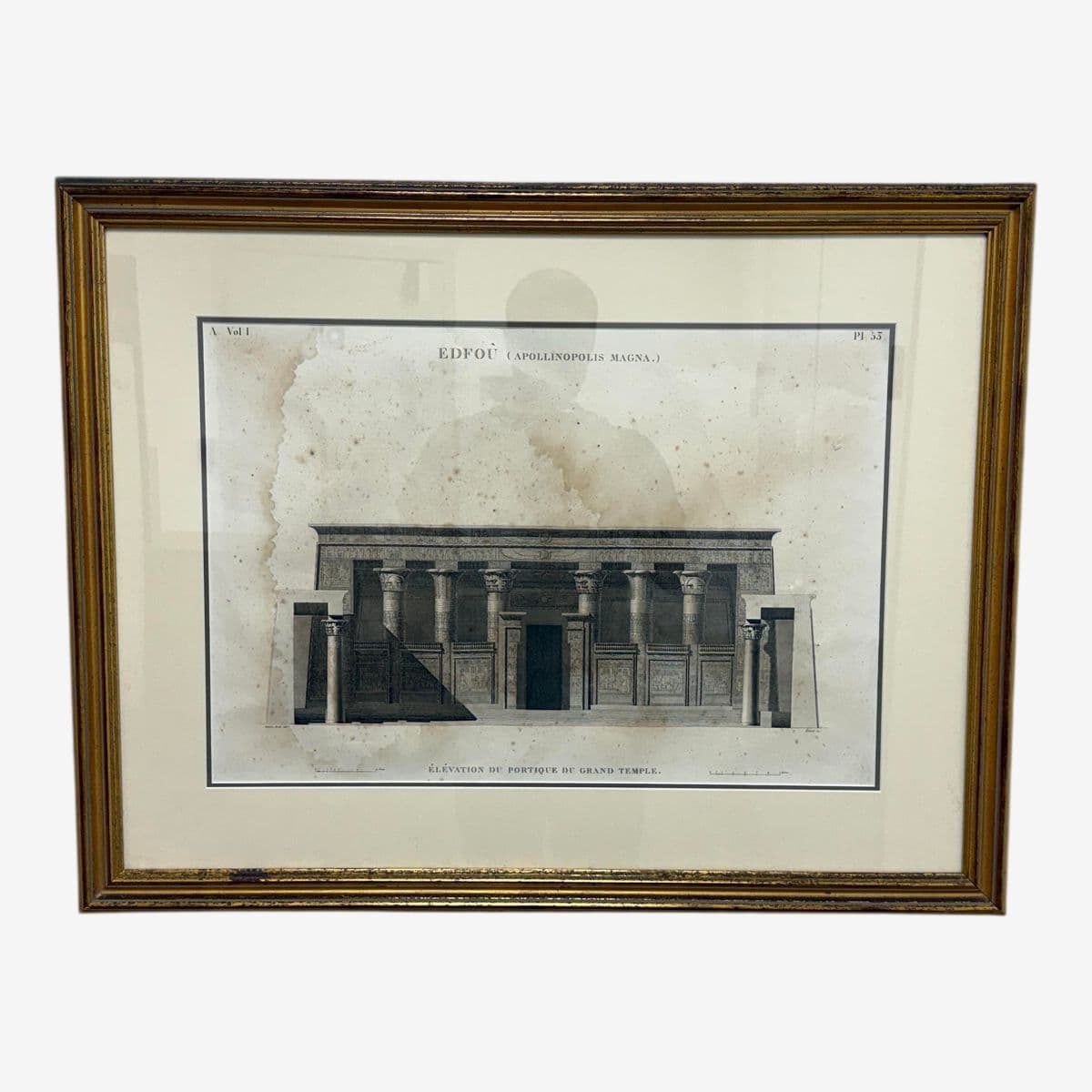 Architectural Print “Edfou (Apollinopolis Magna)” Temple Portico Elevation, Framed - Image 1