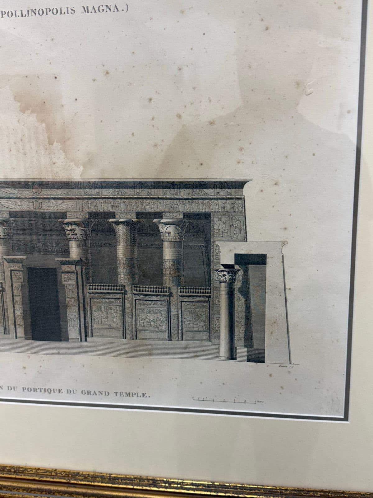 Architectural Print “Edfou (Apollinopolis Magna)” Temple Portico Elevation, Framed - Thumbnail 10