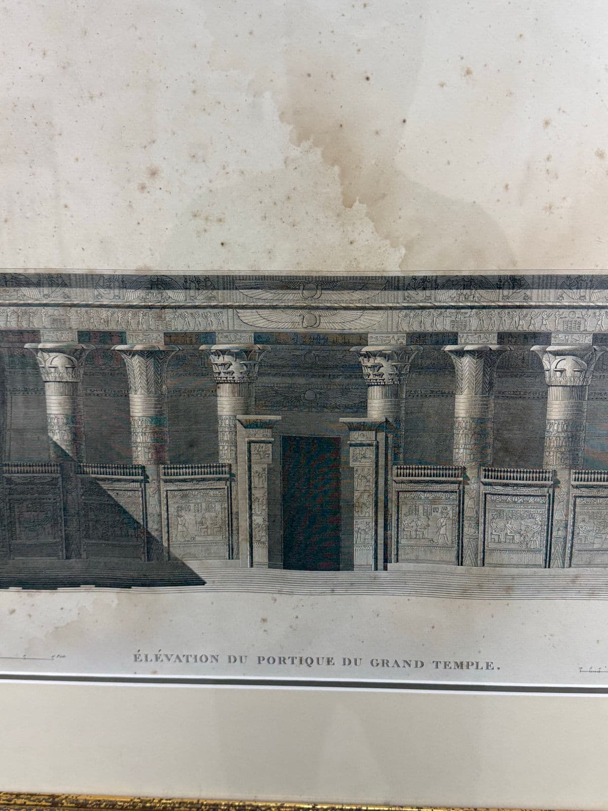Architectural Print “Edfou (Apollinopolis Magna)” Temple Portico Elevation, Framed - Thumbnail 11
