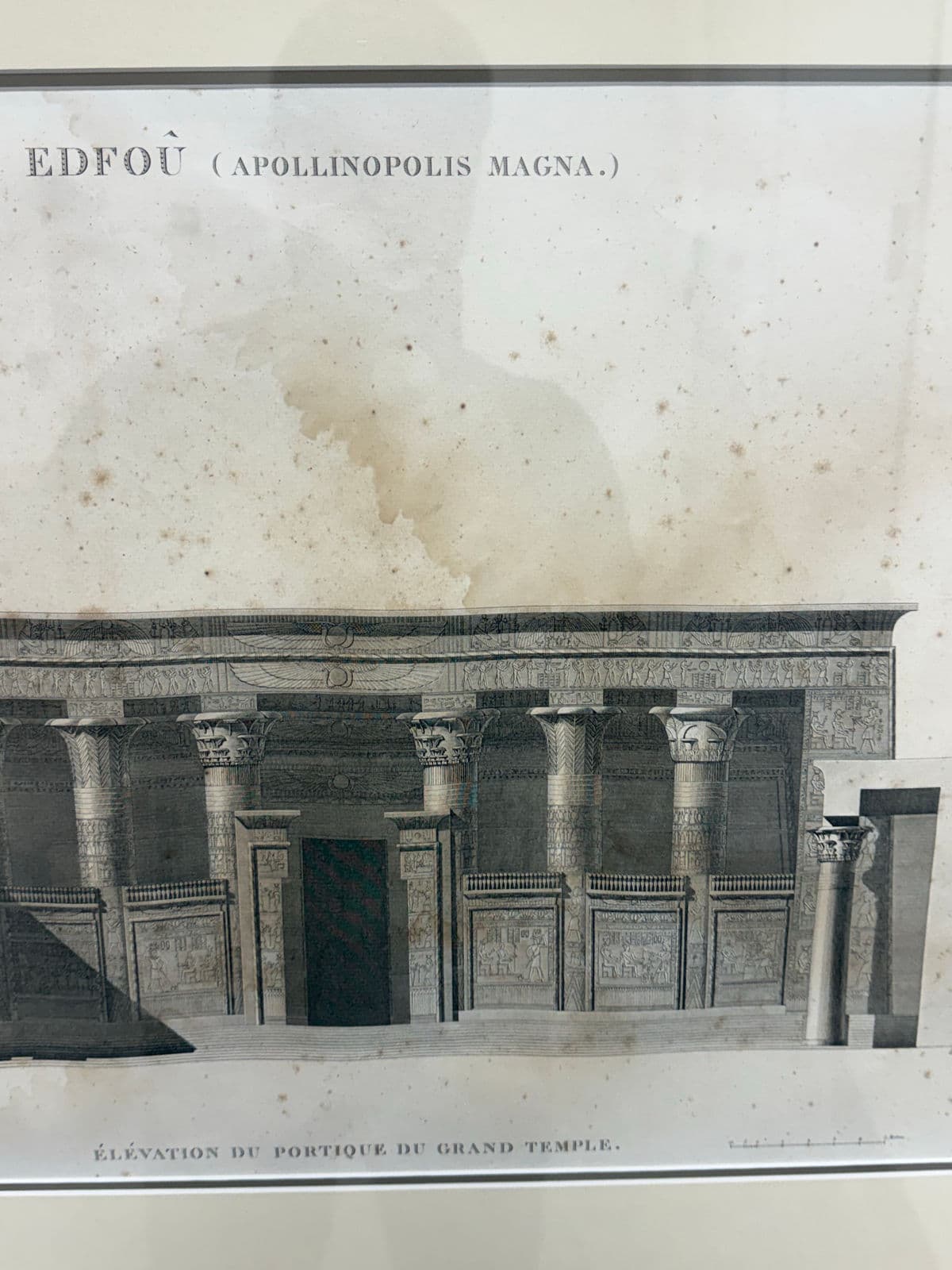 Architectural Print “Edfou (Apollinopolis Magna)” Temple Portico Elevation, Framed - Thumbnail 8