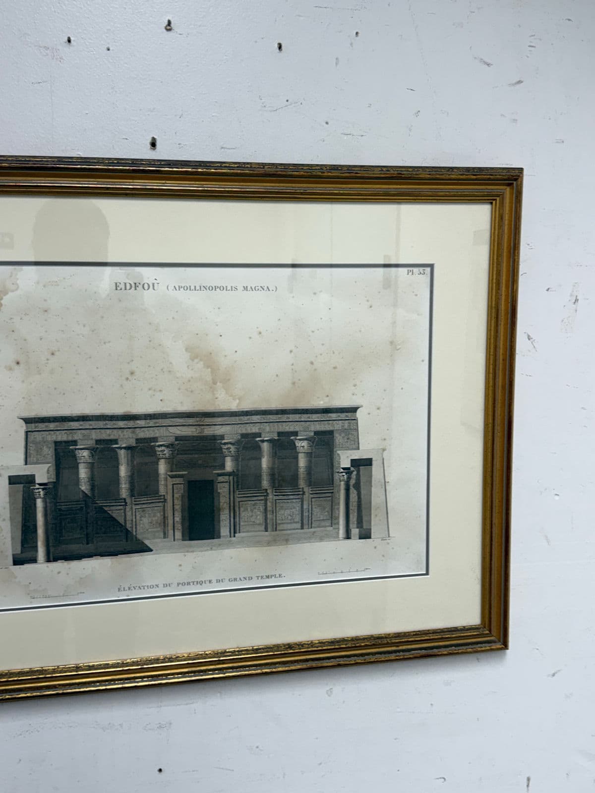Architectural Print “Edfou (Apollinopolis Magna)” Temple Portico Elevation, Framed - Thumbnail 9