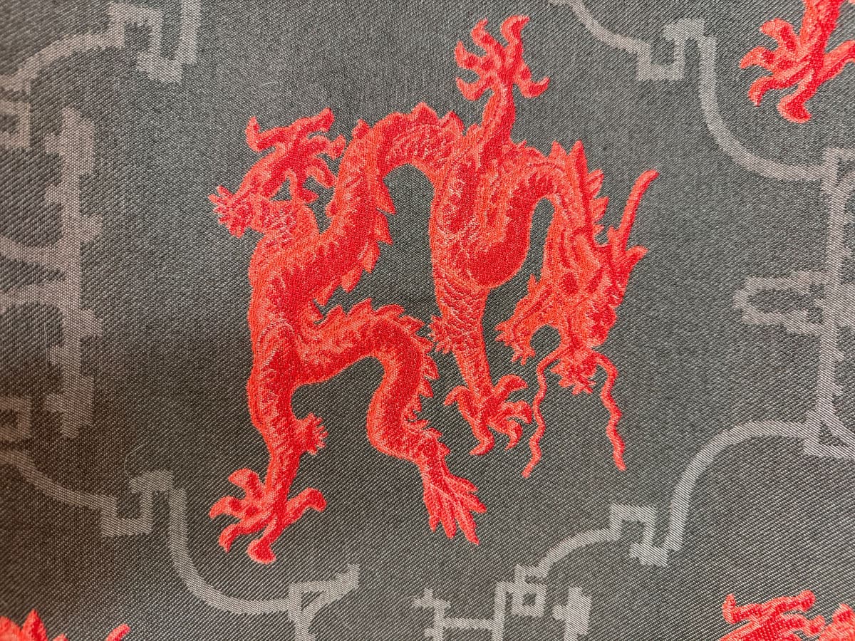 Luxury Chinoiserie Dragon Print Ottoman - Thumbnail 11
