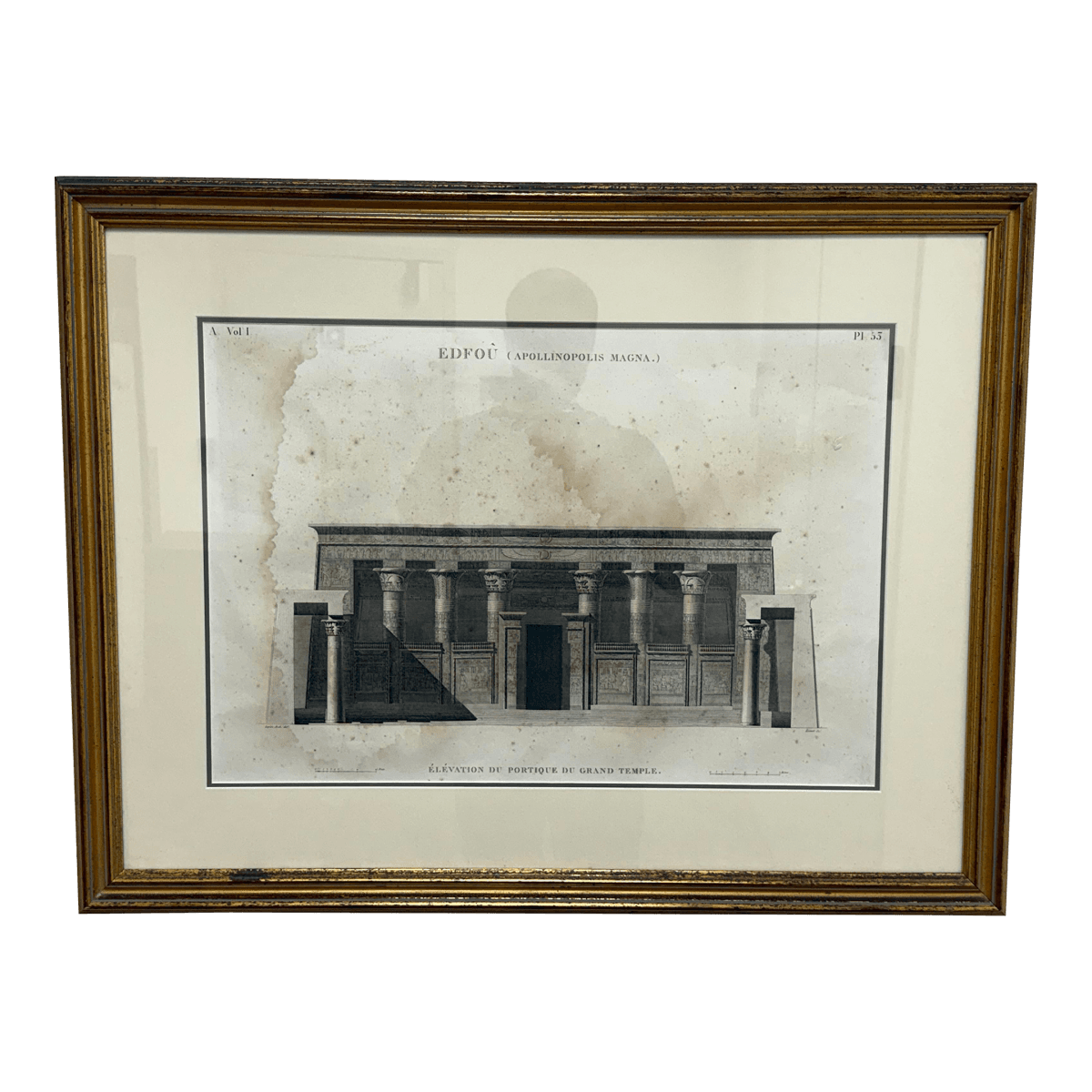 Architectural Print “Edfou (Apollinopolis Magna)” Temple Portico Elevation, Framed - Thumbnail 2