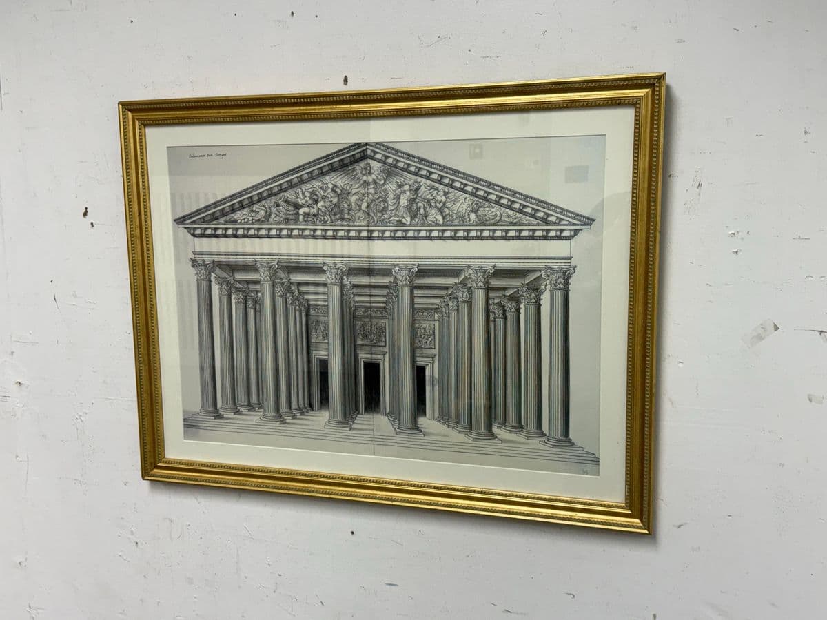 Architectural Facade of the Madeleine, Paris, Framed, 20th Century - Thumbnail 4