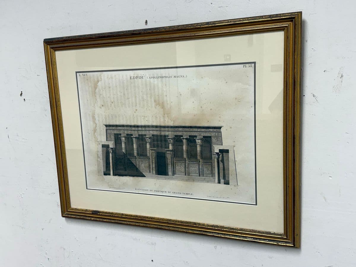 Architectural Print “Edfou (Apollinopolis Magna)” Temple Portico Elevation, Framed - Thumbnail 4